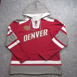 Champion Heritage Denver Pioneers Hockey Lace Up Hoodie – Red/Grey Size Medium